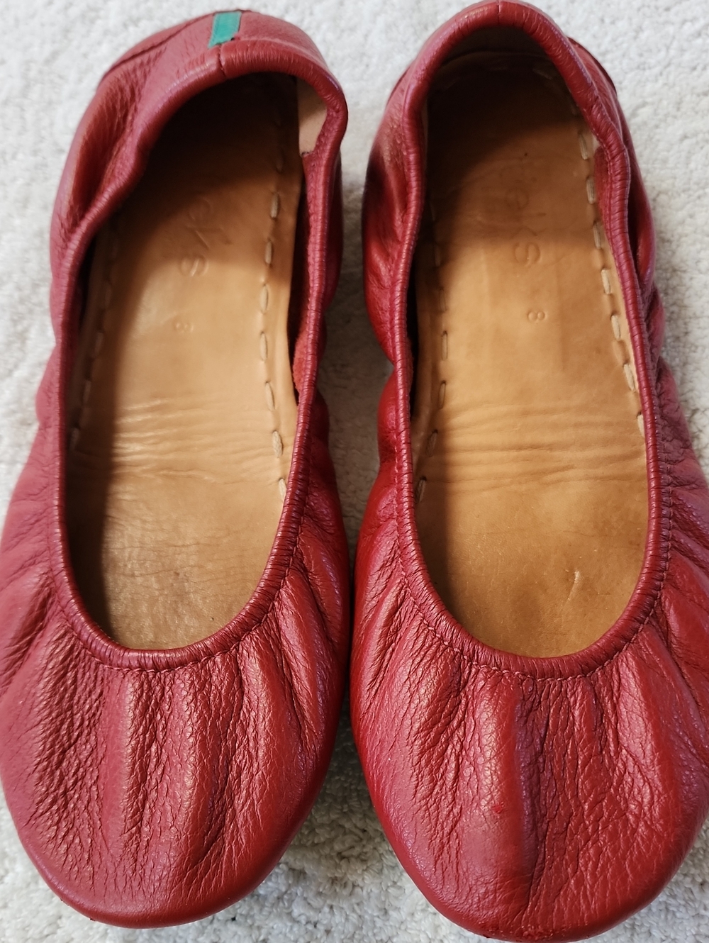 Tieks Women's Red Leather Ballet Flats Size 8 Preowned